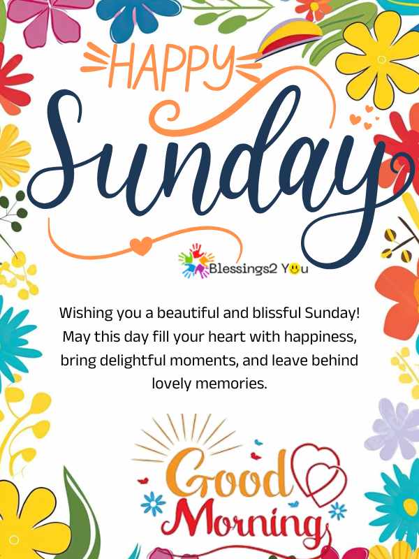 Happy Sunday Image with colorful flowers