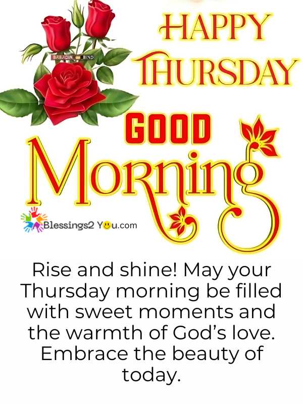 Beautiful Thursday Morning Blessings with rose flowers background