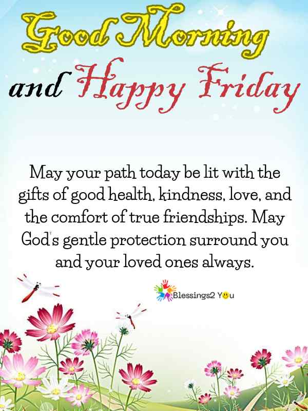 Good morning and happy Friday image with flowers background