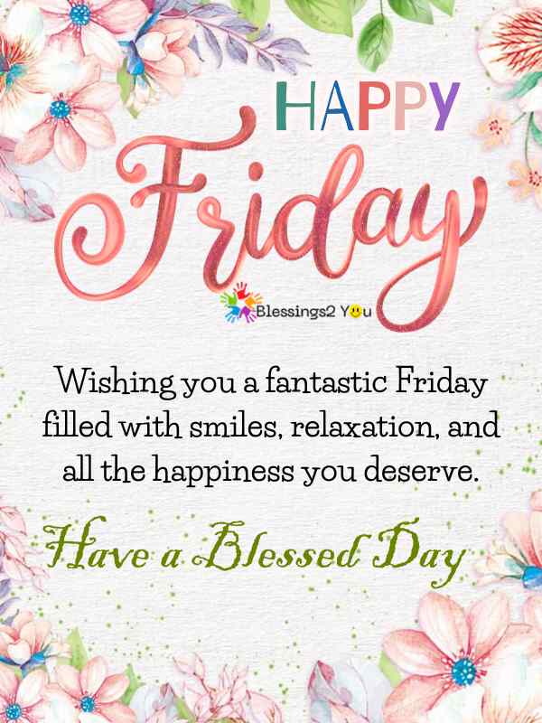 Friday morning wishes for family and friends with a floral design