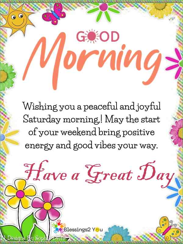 Good morning Saturday wish displayed within a flower frame